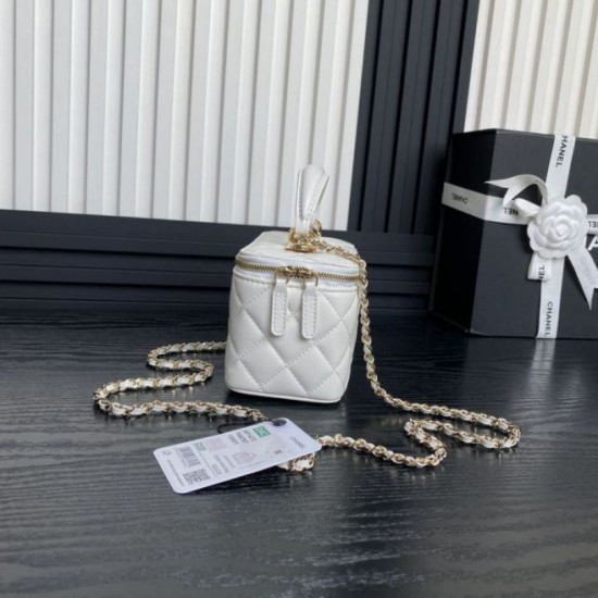 Perfette Qualità Repliche Mini Vanity Case con catena AP1472 Bianco Imitazione
