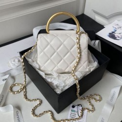 Migliore Repliche Borsa Mini con patta AS4385 Bianca Economiche Outlet Online