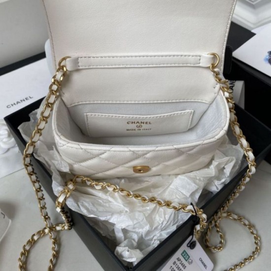 Migliore Repliche Borsa Mini con patta AS4385 Bianca Economiche Outlet Online