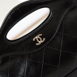 Perfette Qualità Repliche 31 Mini Shopping Borsa Pochette con catena lucida AS3656 Nera Imitazione
