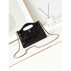 Perfette Qualità Repliche 31 Mini Shopping Borsa Pochette con catena lucida AS3656 Nera Imitazione