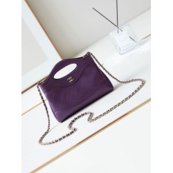 Replica perfetta 31 Mini Shopping Borsa Pochette con catena lucida AS3656 Viola Imitazione Outlet Online