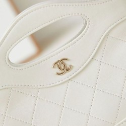 Miglior Falso 31 Mini Shopping Borsa Pochette con catena lucida AS3656 Bianca Economiche Premium
