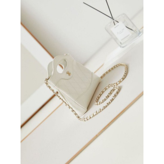 Miglior Falso 31 Mini Shopping Borsa Pochette con catena lucida AS3656 Bianca Economiche Premium