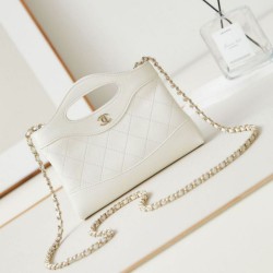 Miglior Falso 31 Mini Shopping Borsa Pochette con catena lucida AS3656 Bianca Economiche Premium