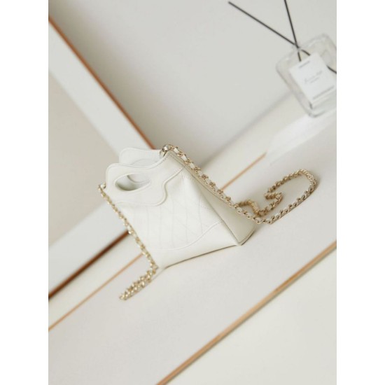 Miglior Falso 31 Mini Shopping Borsa Pochette con catena lucida AS3656 Bianca Economiche Premium