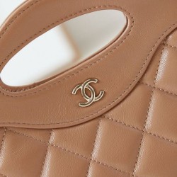 Perfette Qualità Repliche 31 Mini Shopping Borsa Pochette con catena lucida AS3656 Beige Imitazione