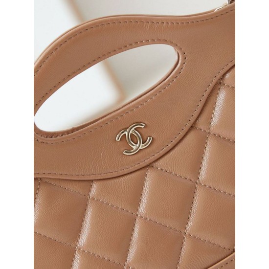 Perfette Qualità Repliche 31 Mini Shopping Borsa Pochette con catena lucida AS3656 Beige Imitazione
