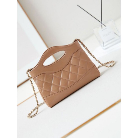 Perfette Qualità Repliche 31 Mini Shopping Borsa Pochette con catena lucida AS3656 Beige Imitazione