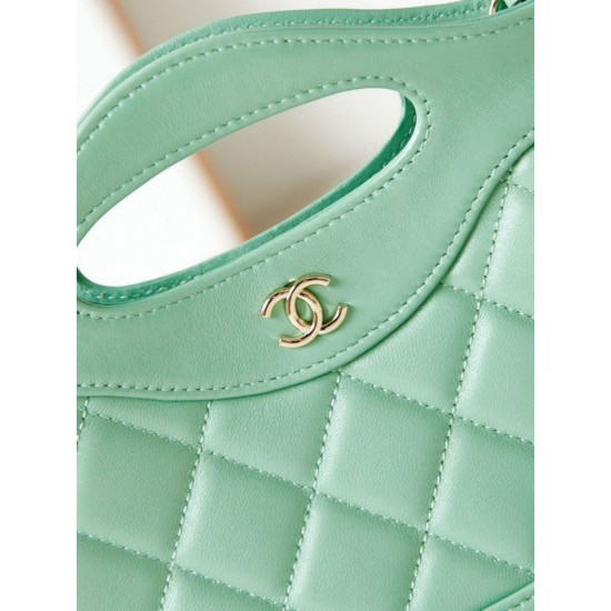 Miglior Falso 31 Mini Shopping Borsa Pochette con catena lucida AS3656 Verde chiaro Economiche Premium