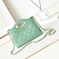 Miglior Falso 31 Mini Shopping Borsa Pochette con catena lucida AS3656 Verde chiaro Economiche Premium
