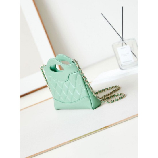 Miglior Falso 31 Mini Shopping Borsa Pochette con catena lucida AS3656 Verde chiaro Economiche Premium