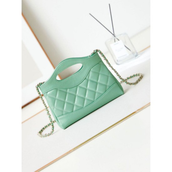 Miglior Falso 31 Mini Shopping Borsa Pochette con catena lucida AS3656 Verde chiaro Economiche Premium