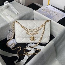 Miglior Falso Borsa 24A con catena di lettere di perle AS5011 Bianca Economiche Premium