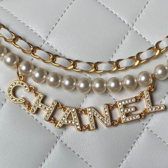 Miglior Falso Borsa 24A con catena di lettere di perle AS5011 Bianca Economiche Premium