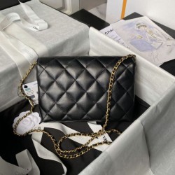 Replica perfetta Borsa 24A con catena di lettere di perle AS5011 Nera Imitazione Outlet Online