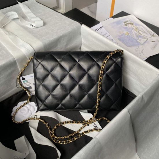 Replica perfetta Borsa 24A con catena di lettere di perle AS5011 Nera Imitazione Outlet Online