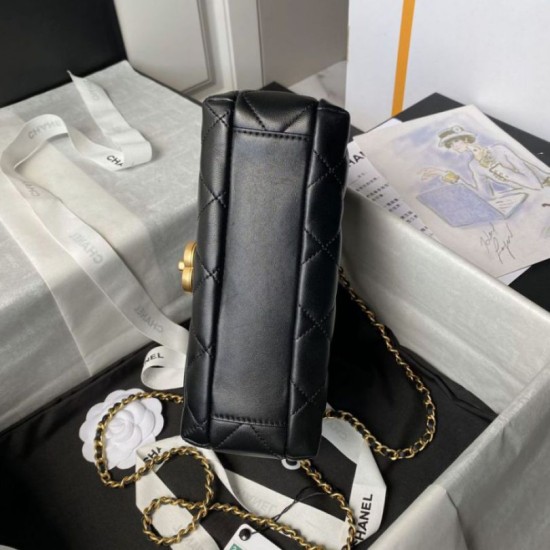 Replica perfetta Borsa 24A con catena di lettere di perle AS5011 Nera Imitazione Outlet Online