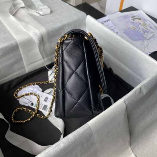 Replica perfetta Borsa 24A con catena di lettere di perle AS5011 Nera Imitazione Outlet Online