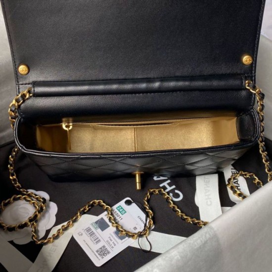 Replica perfetta Borsa 24A con catena di lettere di perle AS5011 Nera Imitazione Outlet Online