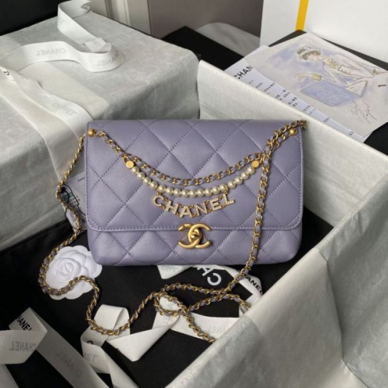 Miglior Falso Borsa 24A con catena di lettere di perle AS5011 Viola Economiche Premium