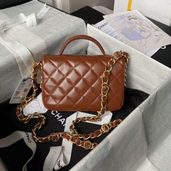Migliore Repliche Borsa mini con patta con manico superiore AS4992 Arancione Economiche Outlet Online