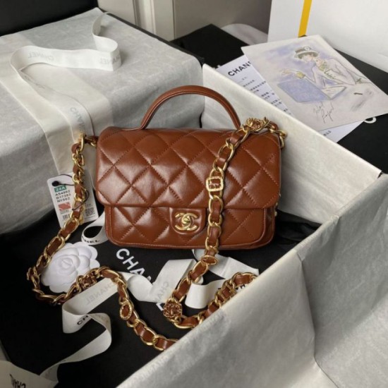 Migliore Repliche Borsa mini con patta con manico superiore AS4992 Arancione Economiche Outlet Online