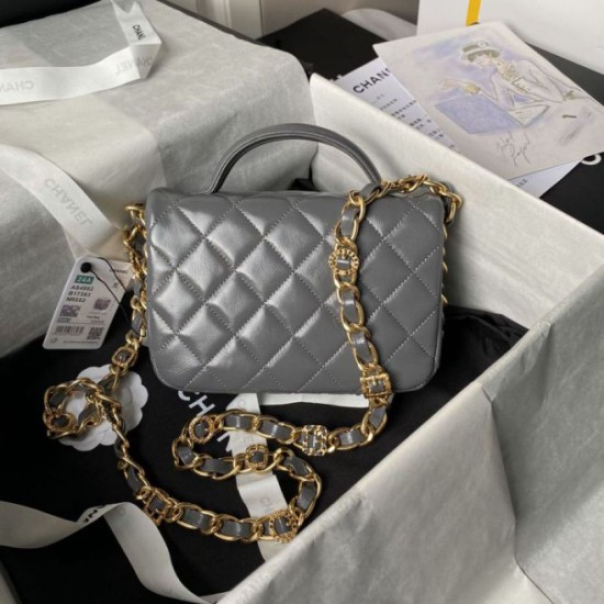 Migliore Repliche Borsa mini con patta con manico superiore AS4992 Grigio Economiche Outlet Online