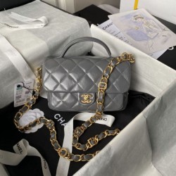 Migliore Repliche Borsa mini con patta con manico superiore AS4992 Grigio Economiche Outlet Online
