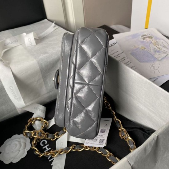 Migliore Repliche Borsa mini con patta con manico superiore AS4992 Grigio Economiche Outlet Online