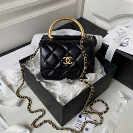 Migliore Repliche Mini Top Handle Borsa AP3485 Nero Economiche Outlet Online