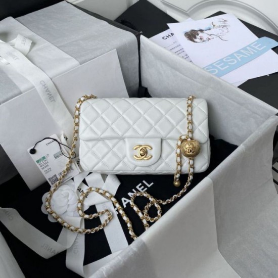 Perfette Qualità Repliche AS1787 Mini Flap Borsa Bianco Imitazione
