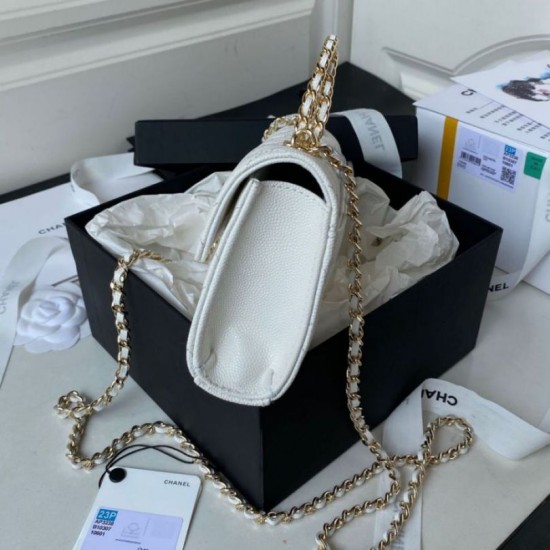 Migliore Repliche Mini Top Handle Borsa AP3238 Bianco Economiche Outlet Online