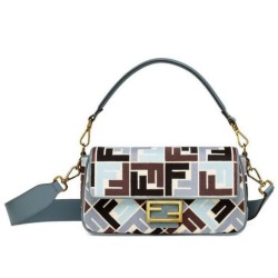 Miglior Falso Borsa Baguette Fendi 8BR600 Blu Economiche Premium