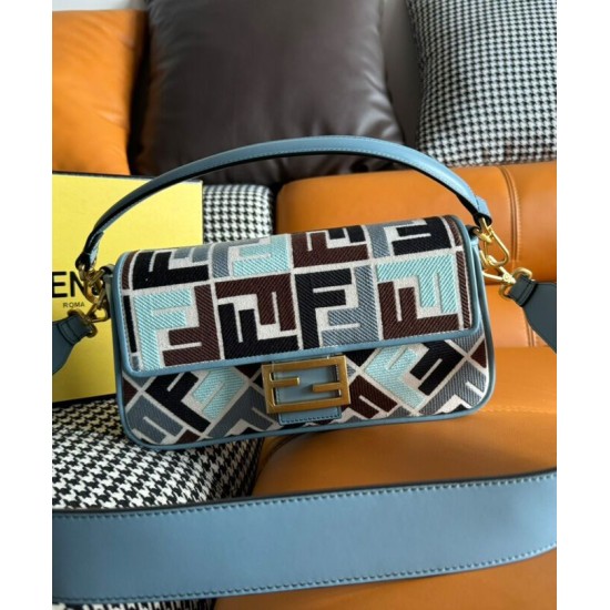 Miglior Falso Borsa Baguette Fendi 8BR600 Blu Economiche Premium