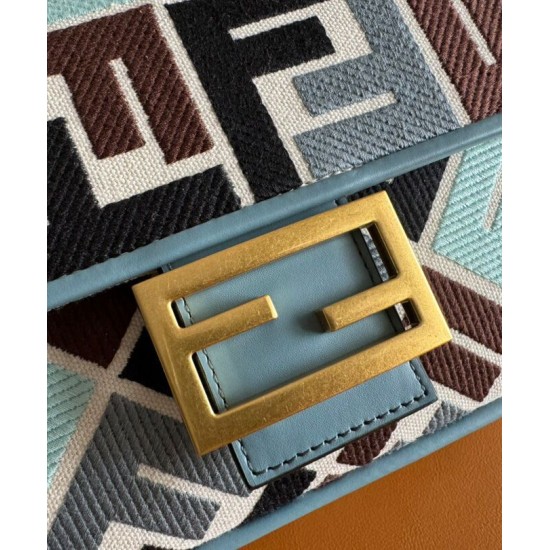 Miglior Falso Borsa Baguette Fendi 8BR600 Blu Economiche Premium