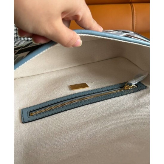 Miglior Falso Borsa Baguette Fendi 8BR600 Blu Economiche Premium