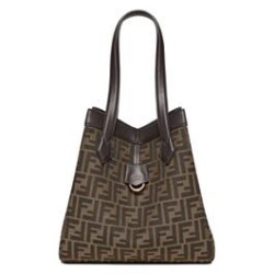 Migliore Repliche Borsa media Fendi Origami 8BH414 Caffè scuro Economiche Outlet Online