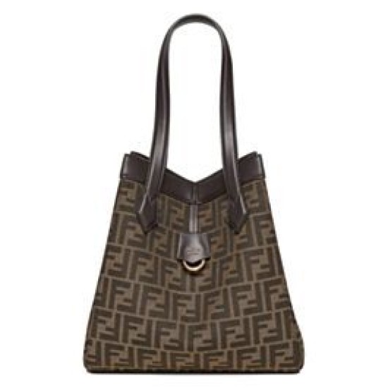 Migliore Repliche Borsa media Fendi Origami 8BH414 Caffè scuro Economiche Outlet Online