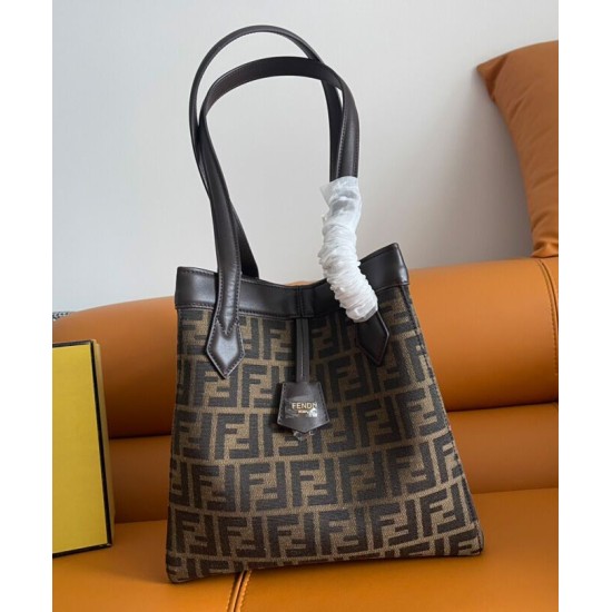 Migliore Repliche Borsa media Fendi Origami 8BH414 Caffè scuro Economiche Outlet Online