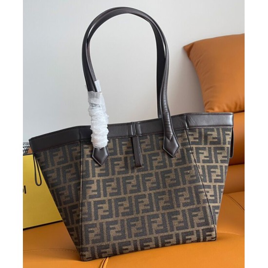 Migliore Repliche Borsa media Fendi Origami 8BH414 Caffè scuro Economiche Outlet Online