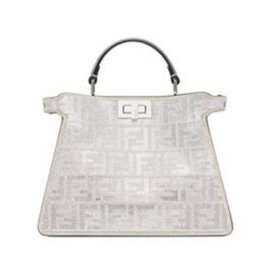 Migliore Repliche Fendi Peekaboo ISeeU Piccolo 8BN327 Argento Economiche Outlet Online