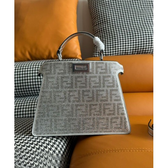 Migliore Repliche Fendi Peekaboo ISeeU Piccolo 8BN327 Argento Economiche Outlet Online