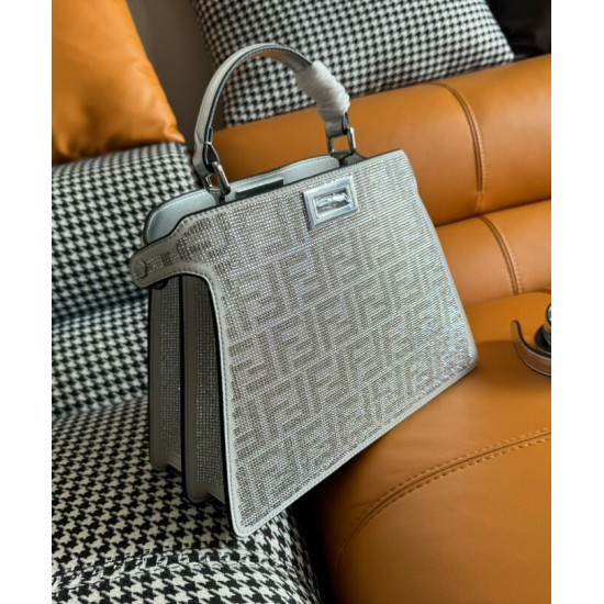 Migliore Repliche Fendi Peekaboo ISeeU Piccolo 8BN327 Argento Economiche Outlet Online