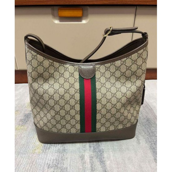 Perfette Qualità Repliche Borsa a tracolla media Gucci Ophidia GG 781392 Caffè scuro Imitazione