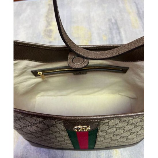 Perfette Qualità Repliche Borsa a tracolla media Gucci Ophidia GG 781392 Caffè scuro Imitazione