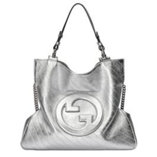 Migliore Repliche Borsa tote media Gucci Blondie 751516 Argento Economiche Outlet Online