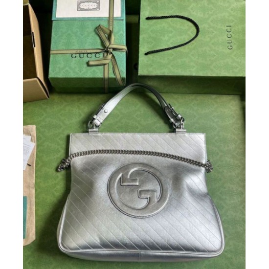 Migliore Repliche Borsa tote media Gucci Blondie 751516 Argento Economiche Outlet Online