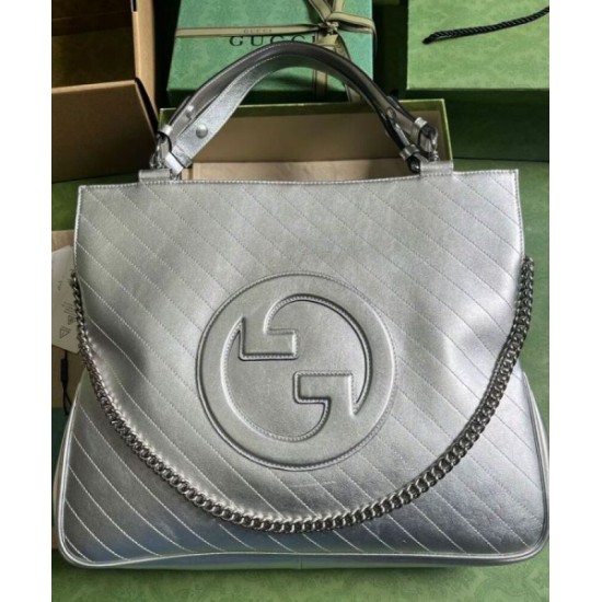 Migliore Repliche Borsa tote media Gucci Blondie 751516 Argento Economiche Outlet Online