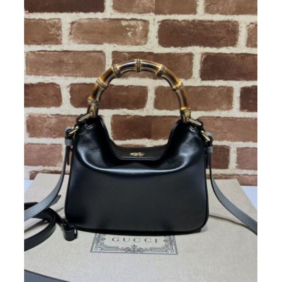 Perfette Qualità Repliche Gucci Diana piccola tracolla in bambù borsa Nero Imitazione